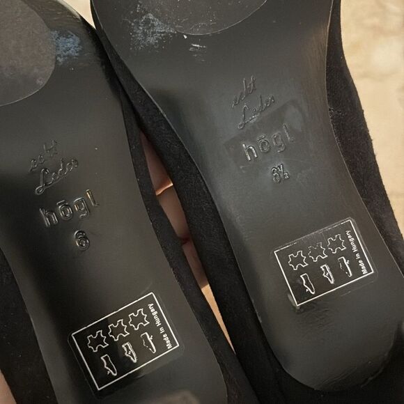 Hogl Suede Leather Kitten Heels Gold Tone Buckle 6-6.5 - Picture 12 of 13